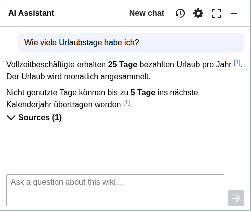 AI Assistant answering a question in German about vacation days