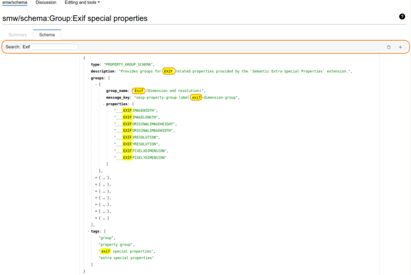 Display of schema