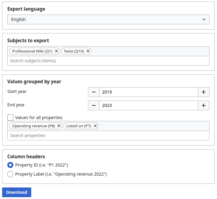 Wikibase Export UI